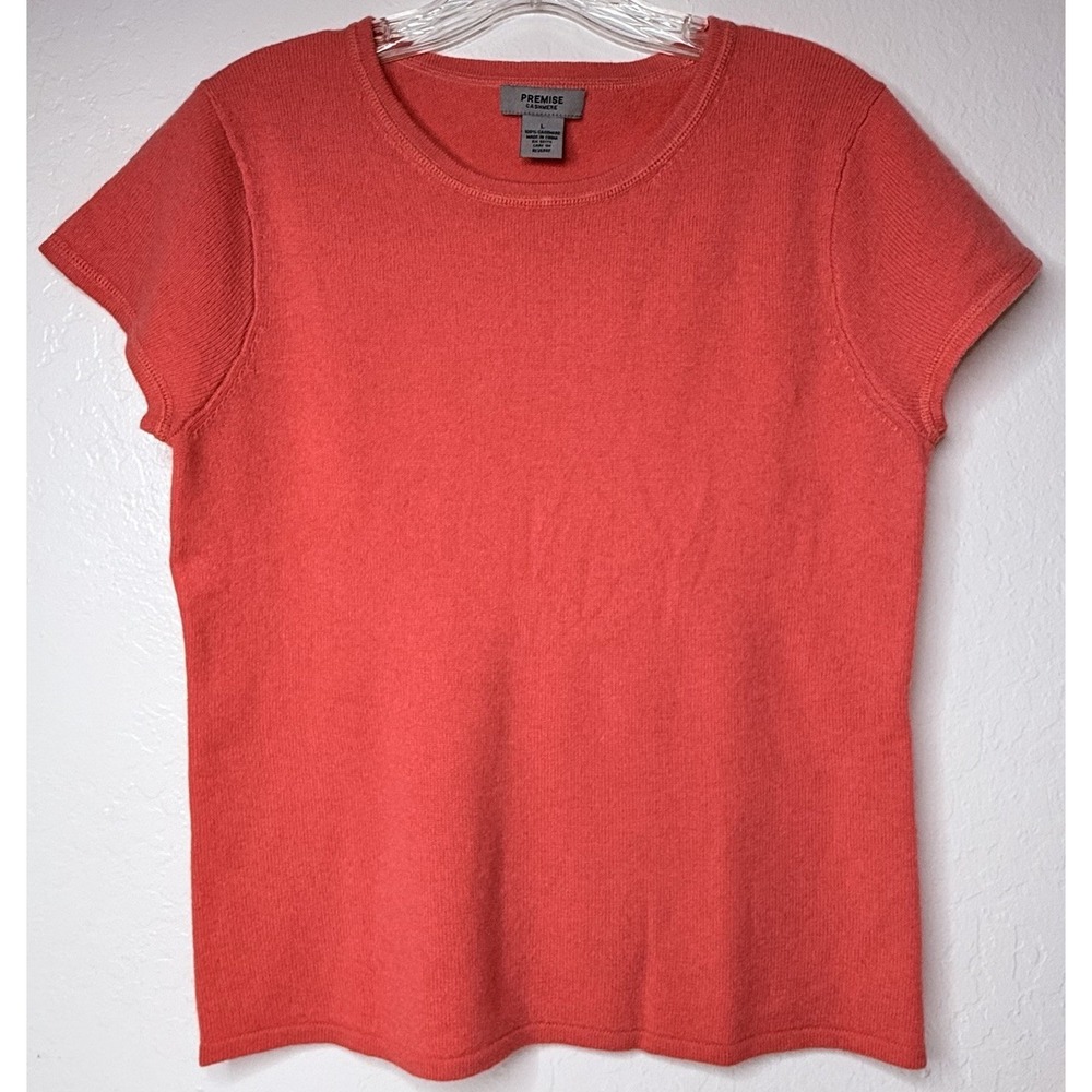 Pemise Cashmere Coral Pink Sweater Top‎ Large Casual Minimal Office Classic Chic